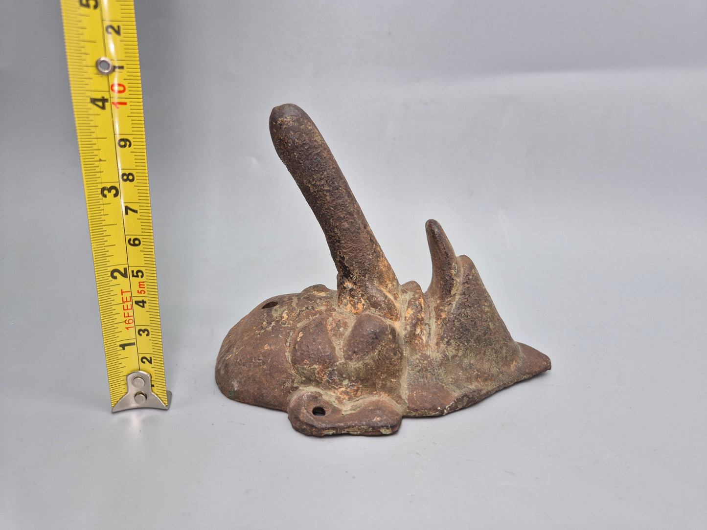 Vintage Cast Iron Wall Hook Demon Devil Gothic Long Nose Japan Wall Mask Rare