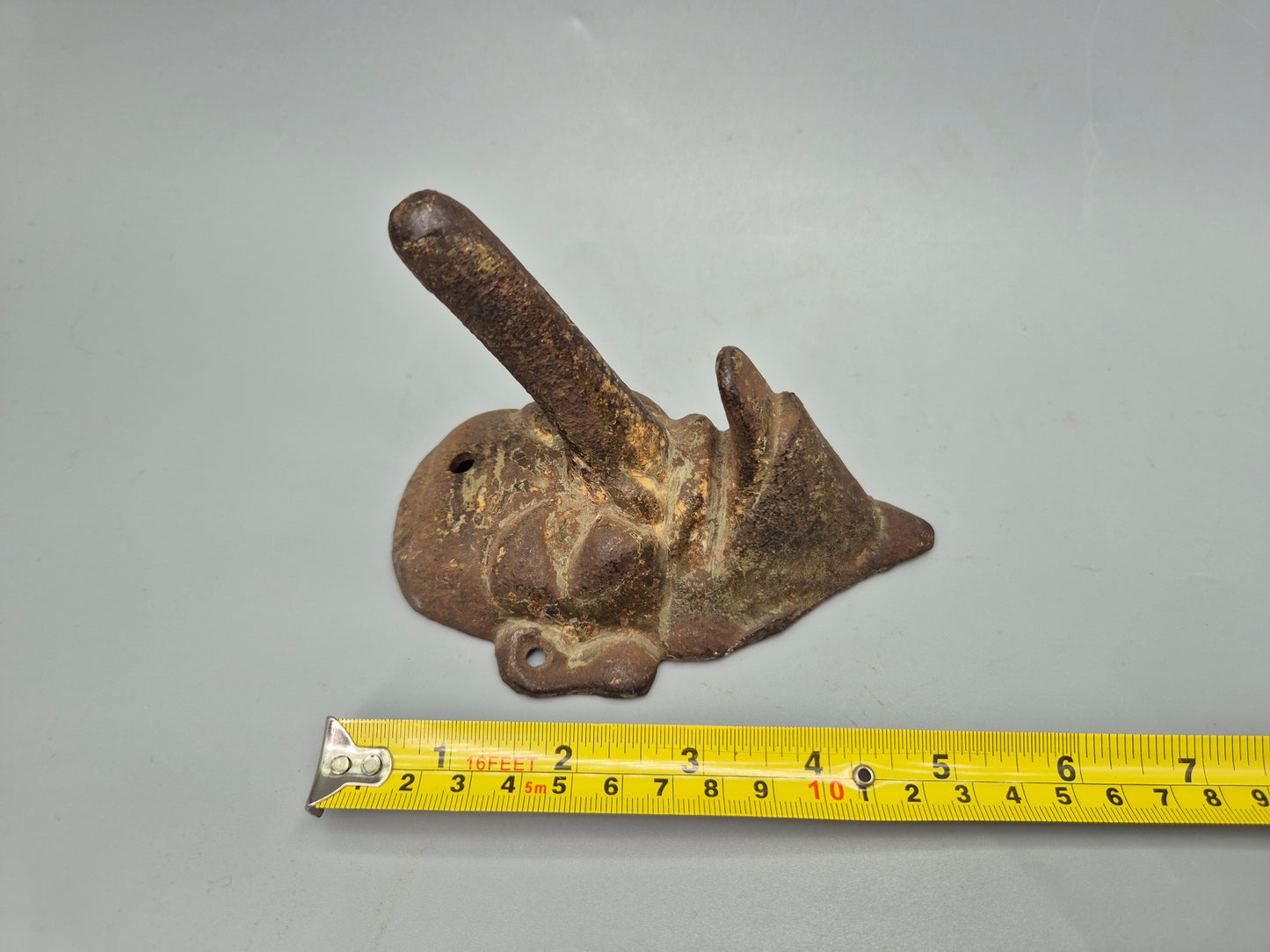 Vintage Cast Iron Wall Hook Demon Devil Gothic Long Nose Japan Wall Mask Rare