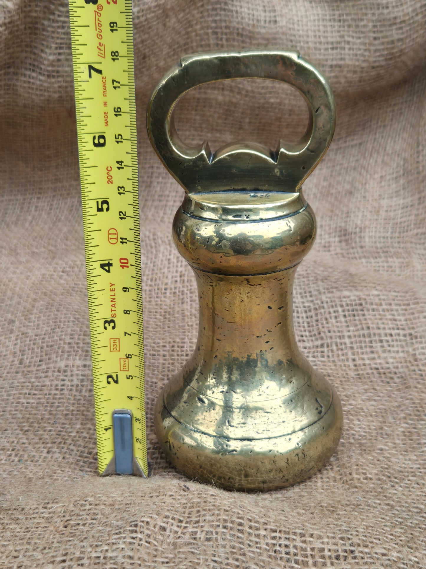 VICTORIAN Antique Brass 7 Lb Bell Weight Perfect Door Stop
