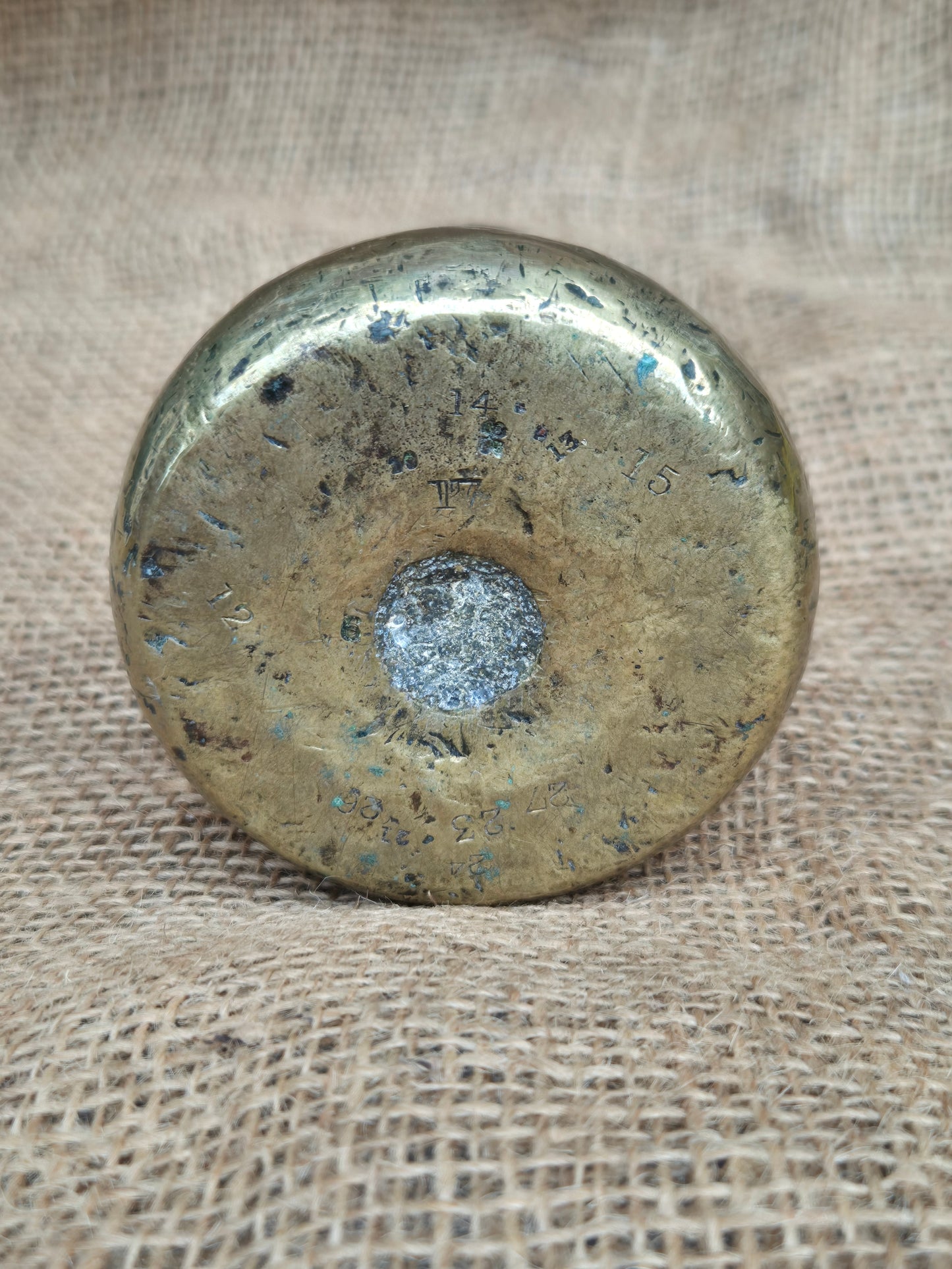 VICTORIAN Antique Brass 7 Lb Bell Weight Perfect Door Stop