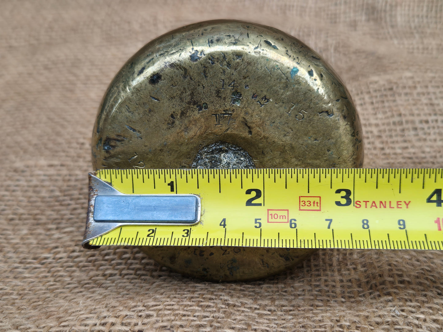 VICTORIAN Antique Brass 7 Lb Bell Weight Perfect Door Stop