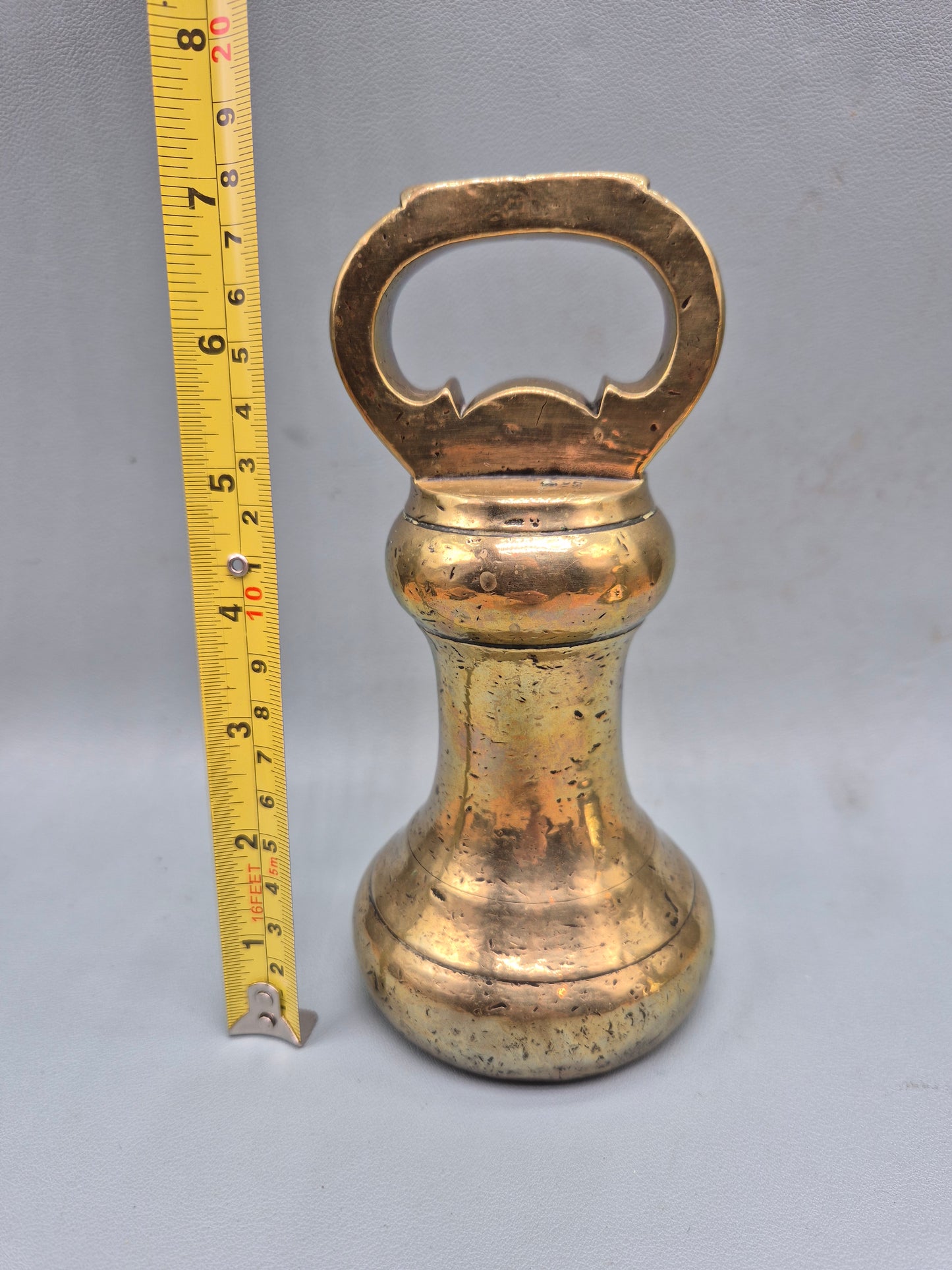 VICTORIAN Antique Brass 7 Lb Bell Weight Perfect Door Stop