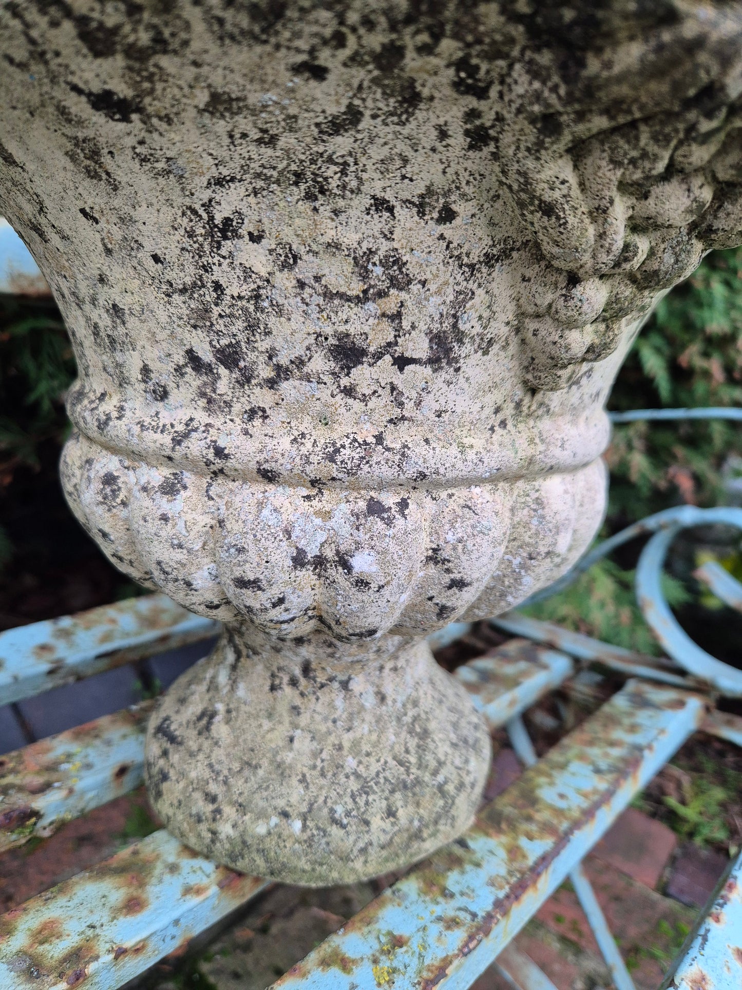 Vintage Small Garden Urn With Grape Design Available In The Malthouse Collective antiques centre in Stroud GL6 6NU