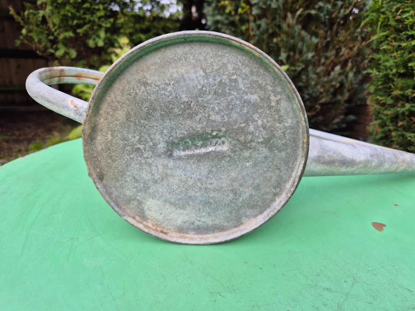 Vintage RARE 3/4 Gallon Galvanised Long Reach Watering Can Brass Badge