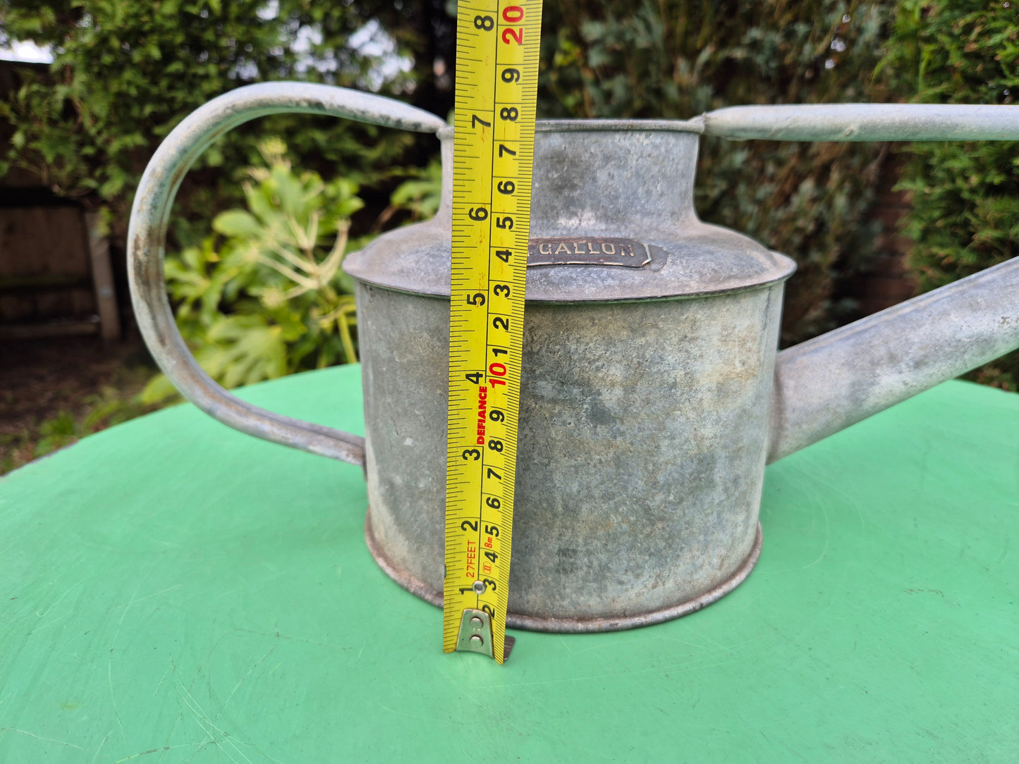 Vintage RARE 3/4 Gallon Galvanised Long Reach Watering Can Brass Badge