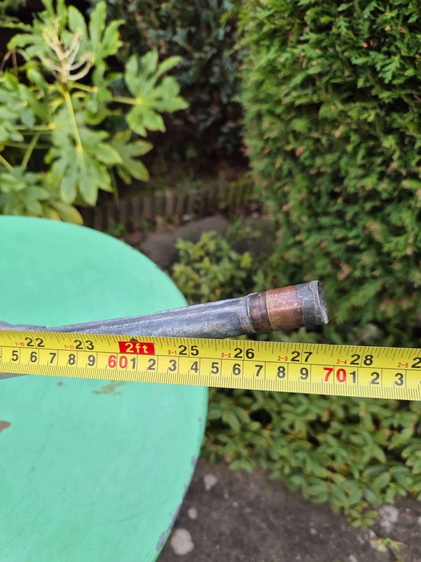 Vintage RARE 3/4 Gallon Galvanised Long Reach Watering Can Brass Badge