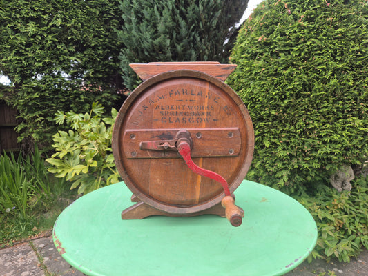 Antique wooden butter churn by J. & A. McFarlane