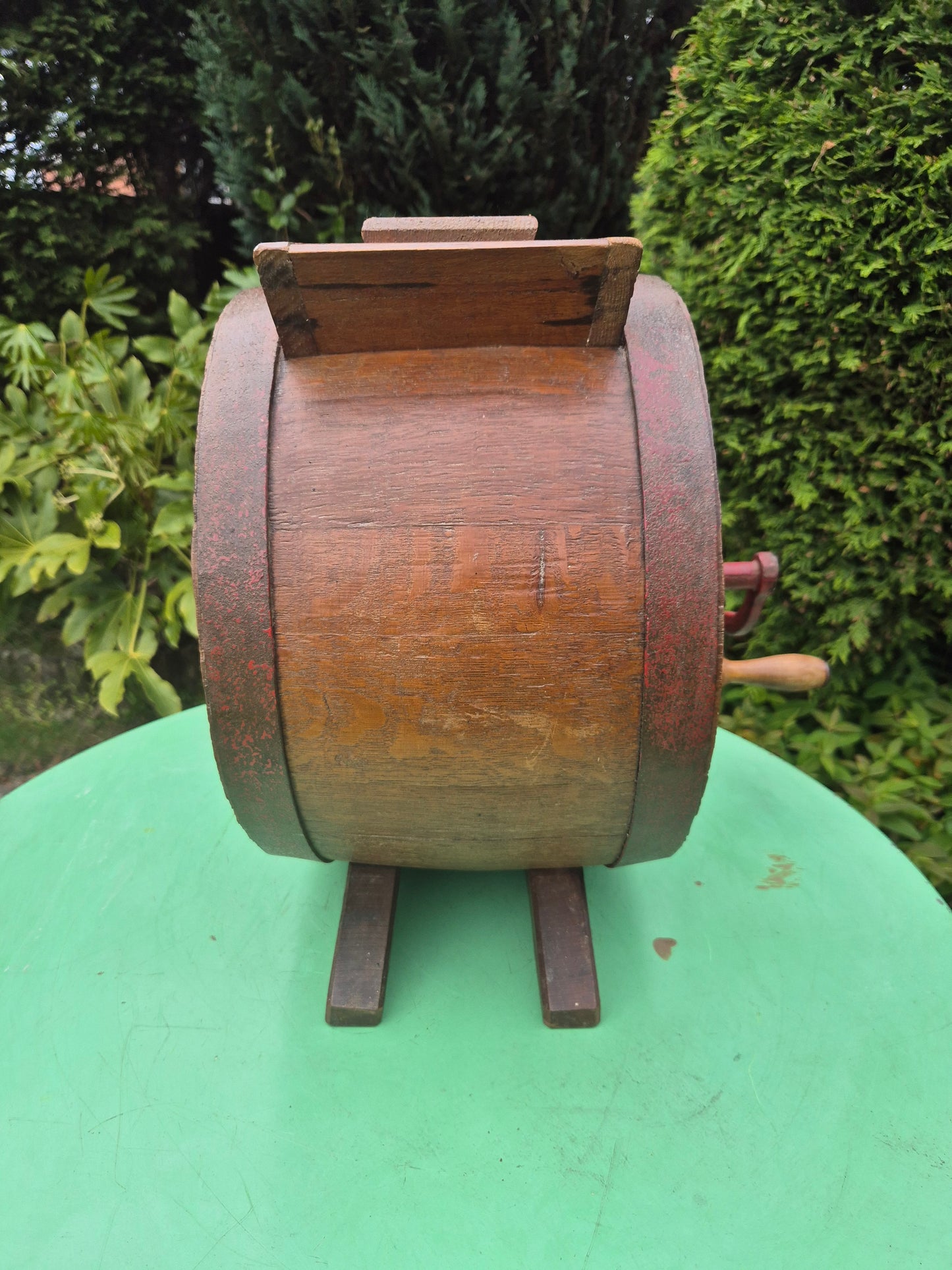 Antique wooden butter churn by J. & A. McFarlane
