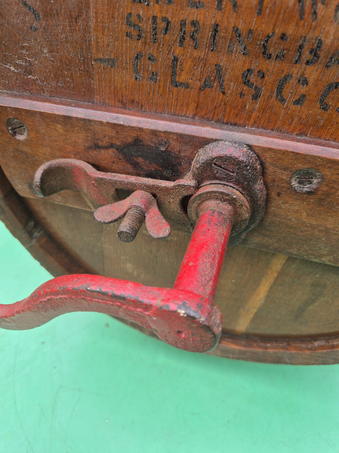 Antique wooden butter churn by J. & A. McFarlane