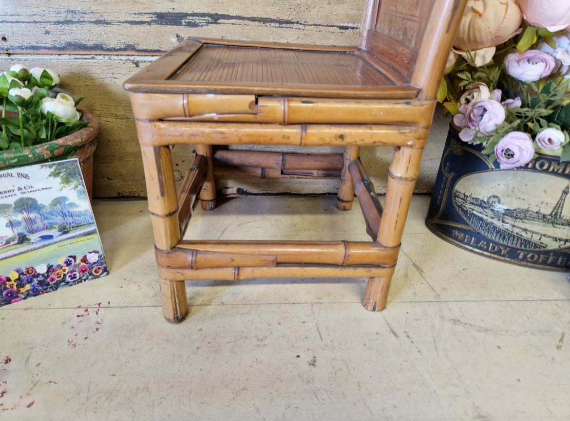 Vintage Bamboo Childs Chair Kids Furniture - Retro