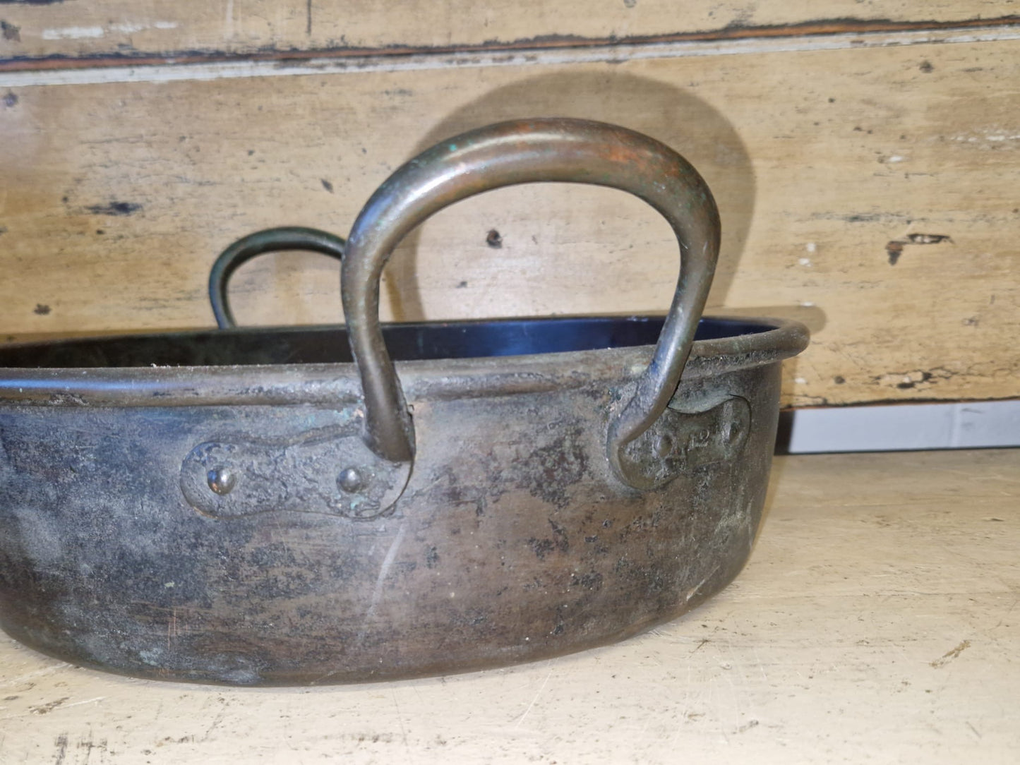 Copper Jam Pan With Handles Lovely Vintage Antique Patina Copper 2.2kg