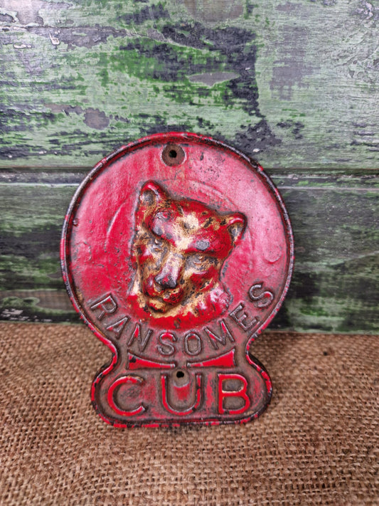 Vintage Antique Ransomes Cub Lawn Mower Cast Badge