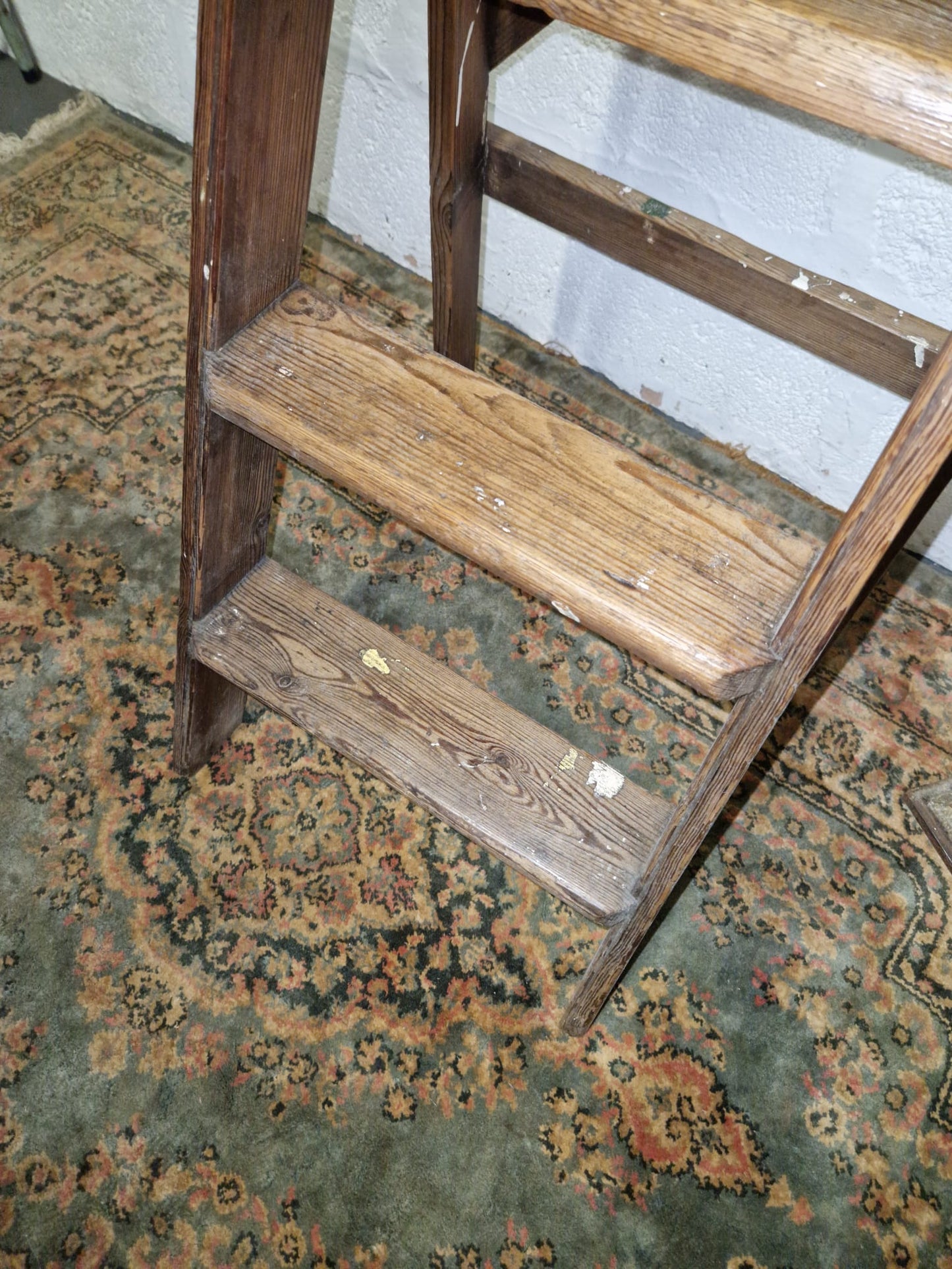 Vintage Rustic Step Ladders Wooden Pine Old Antique