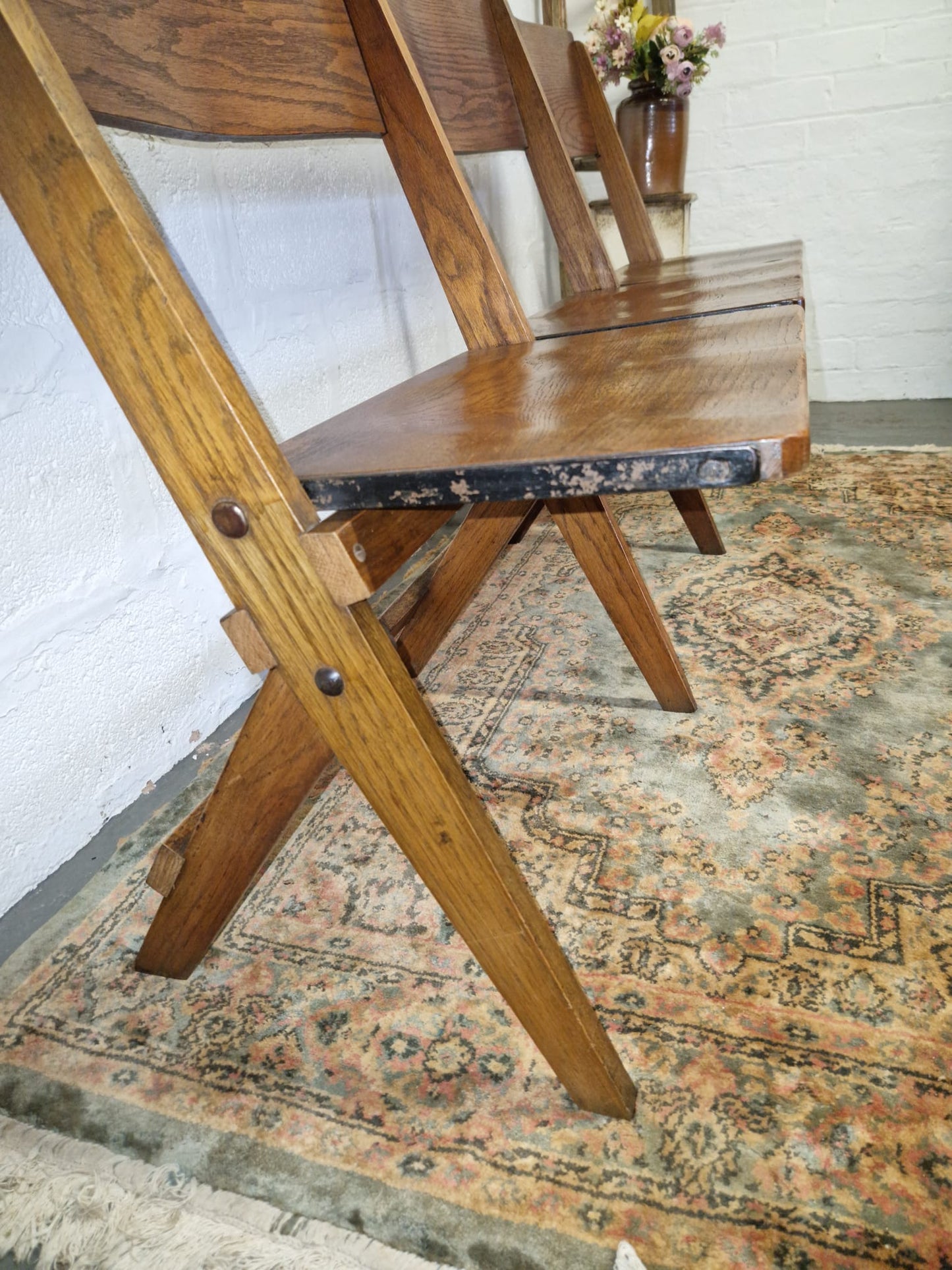 Vintage 1930s 3 Seater Folding Chairs