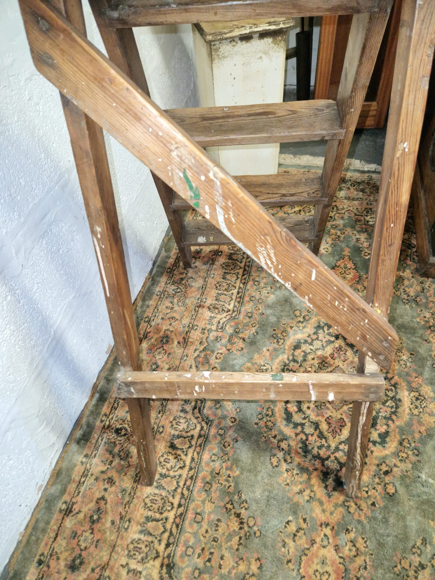 Vintage Rustic Step Ladders Wooden Pine Old Antique