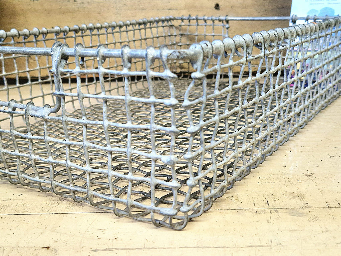 Vintage Industrial Metal Wirework Galvanised Paper Tray Desk Tidy Office 1.2 kg