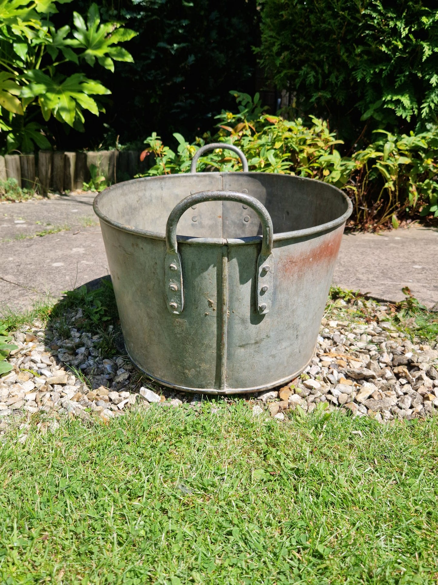 Vintage Galvanised Tub Dog Bath HMC Dated 1952 Army Broad Arrow Mark