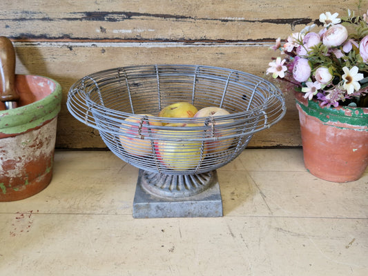 Vintage French Wirework Bowl On Stand Fruit Bowl