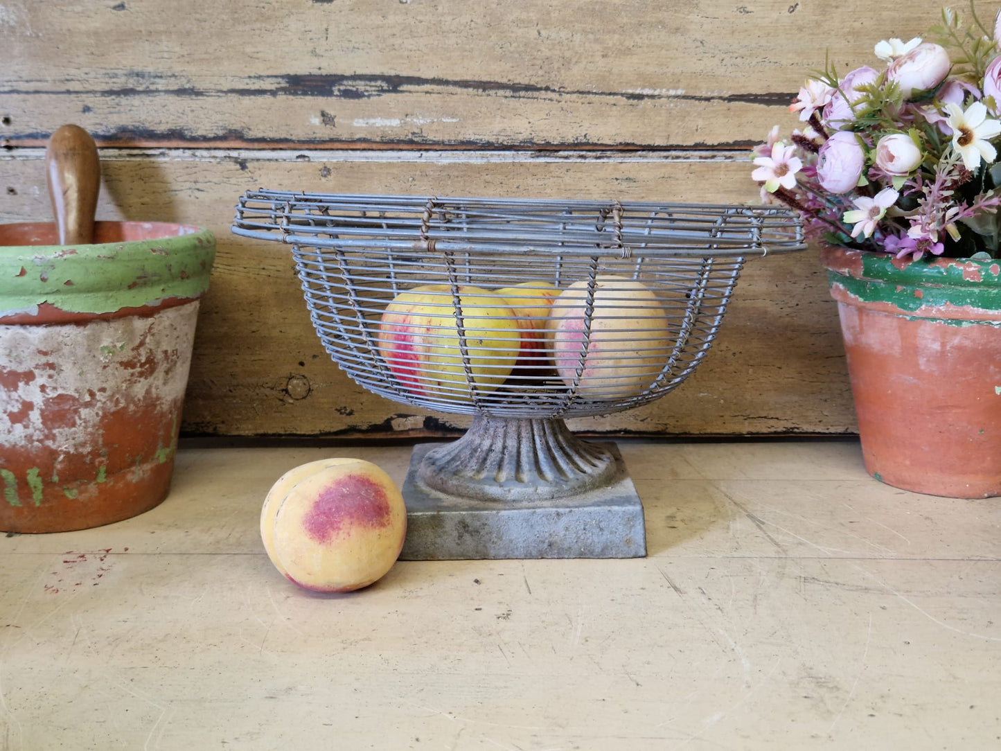 Vintage French Wirework Bowl On Stand Fruit Bowl