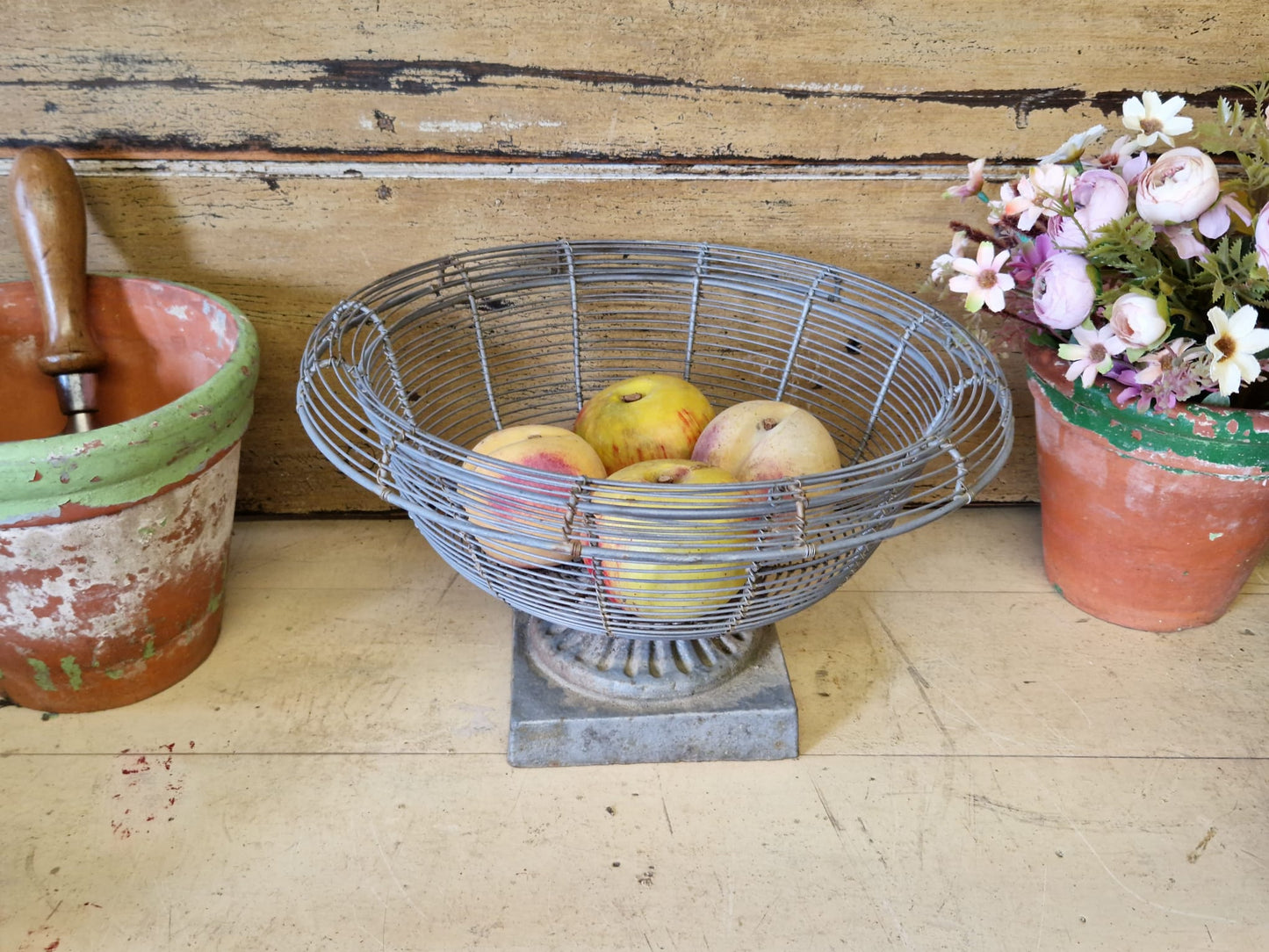 Vintage French Wirework Bowl On Stand Fruit Bowl