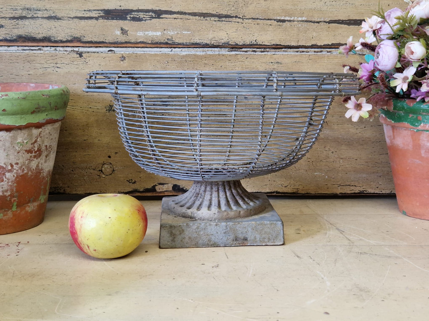 Vintage French Wirework Bowl On Stand Fruit Bowl