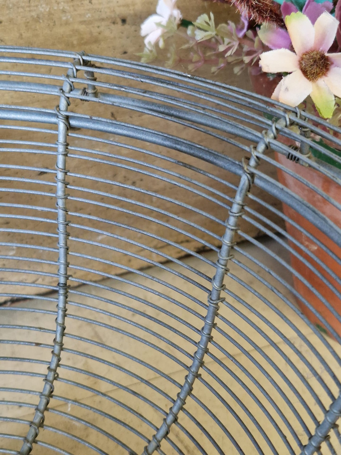 Vintage French Wirework Bowl On Stand Fruit Bowl