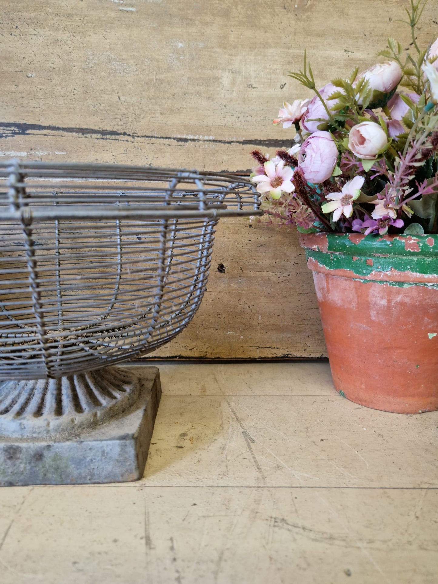 Vintage French Wirework Bowl On Stand Fruit Bowl