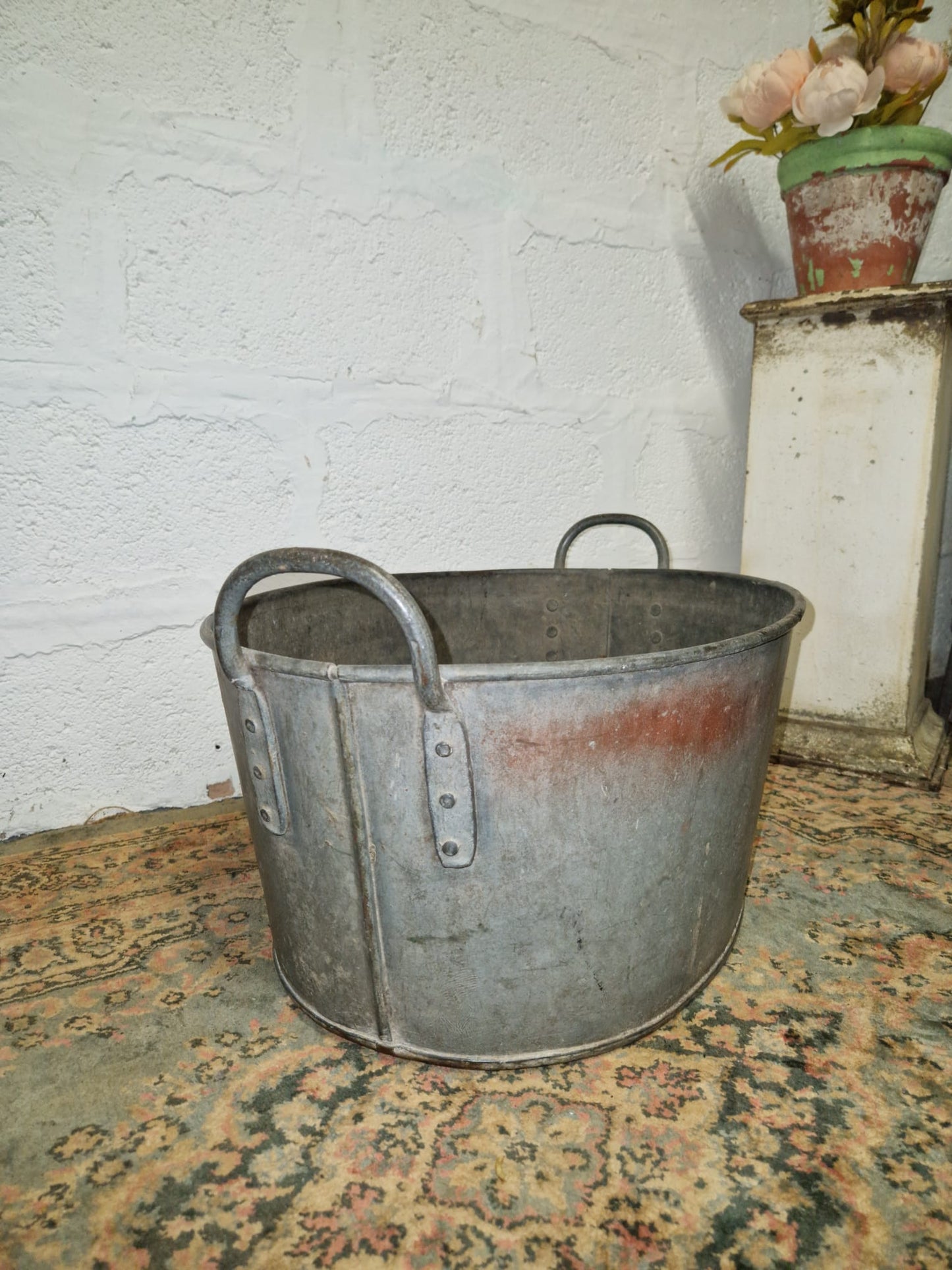 Vintage Galvanised Tub Dog Bath HMC Dated 1952 Army Broad Arrow Mark