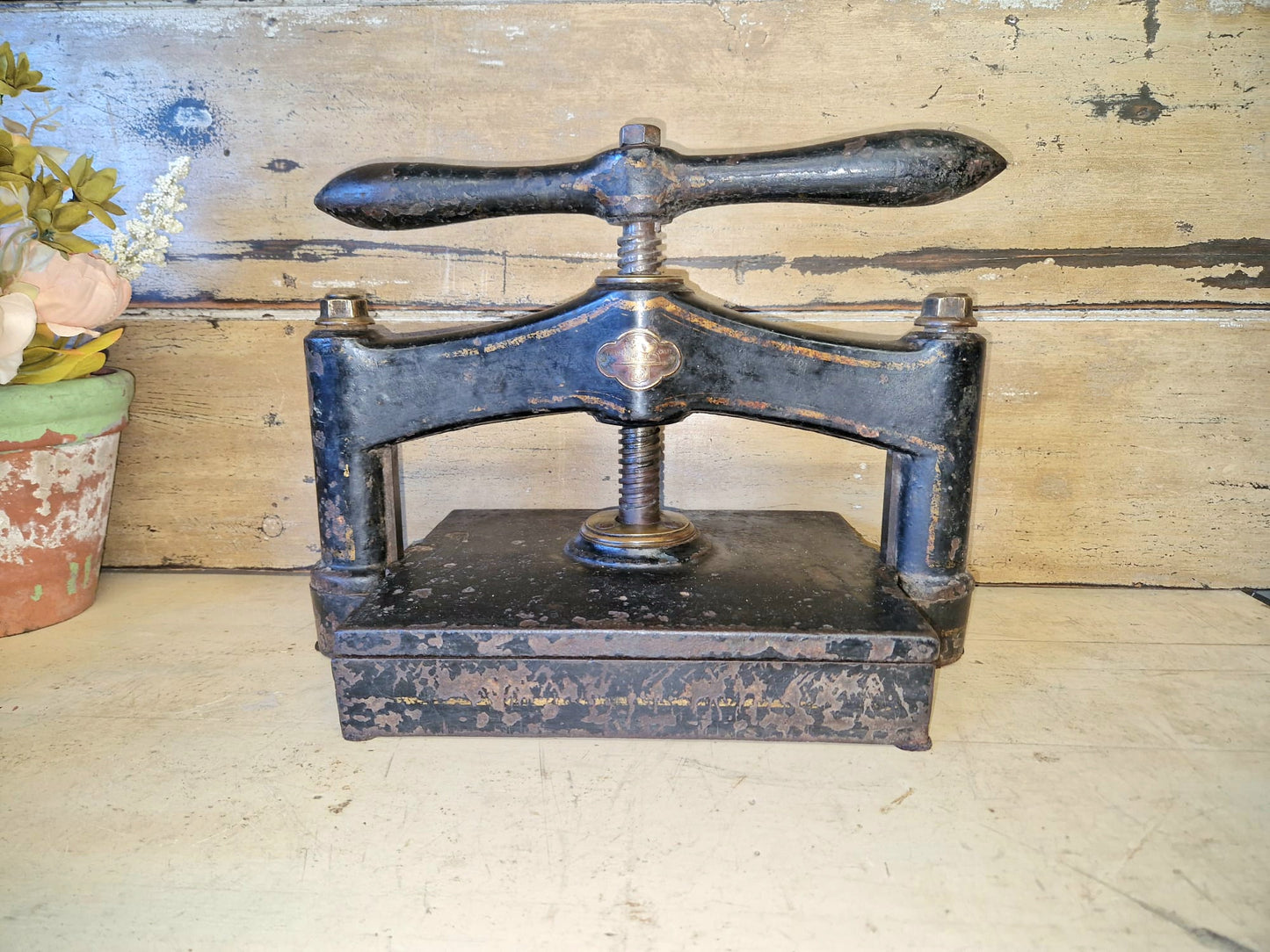 Antique Book Binding Press Flower Press