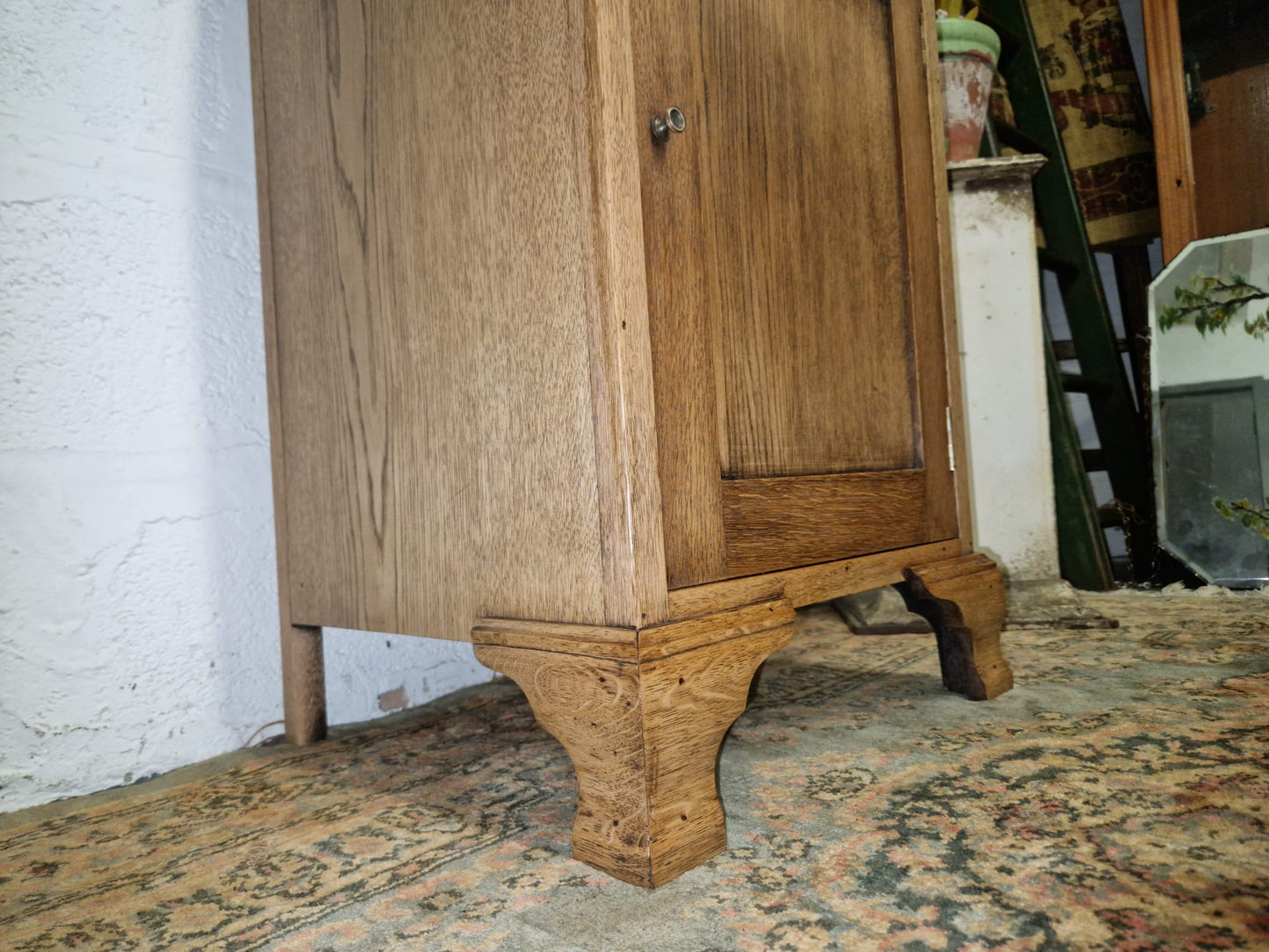 Antique Oak Bedside Cabinet Cupboard Side Table Night Stand With Drawer