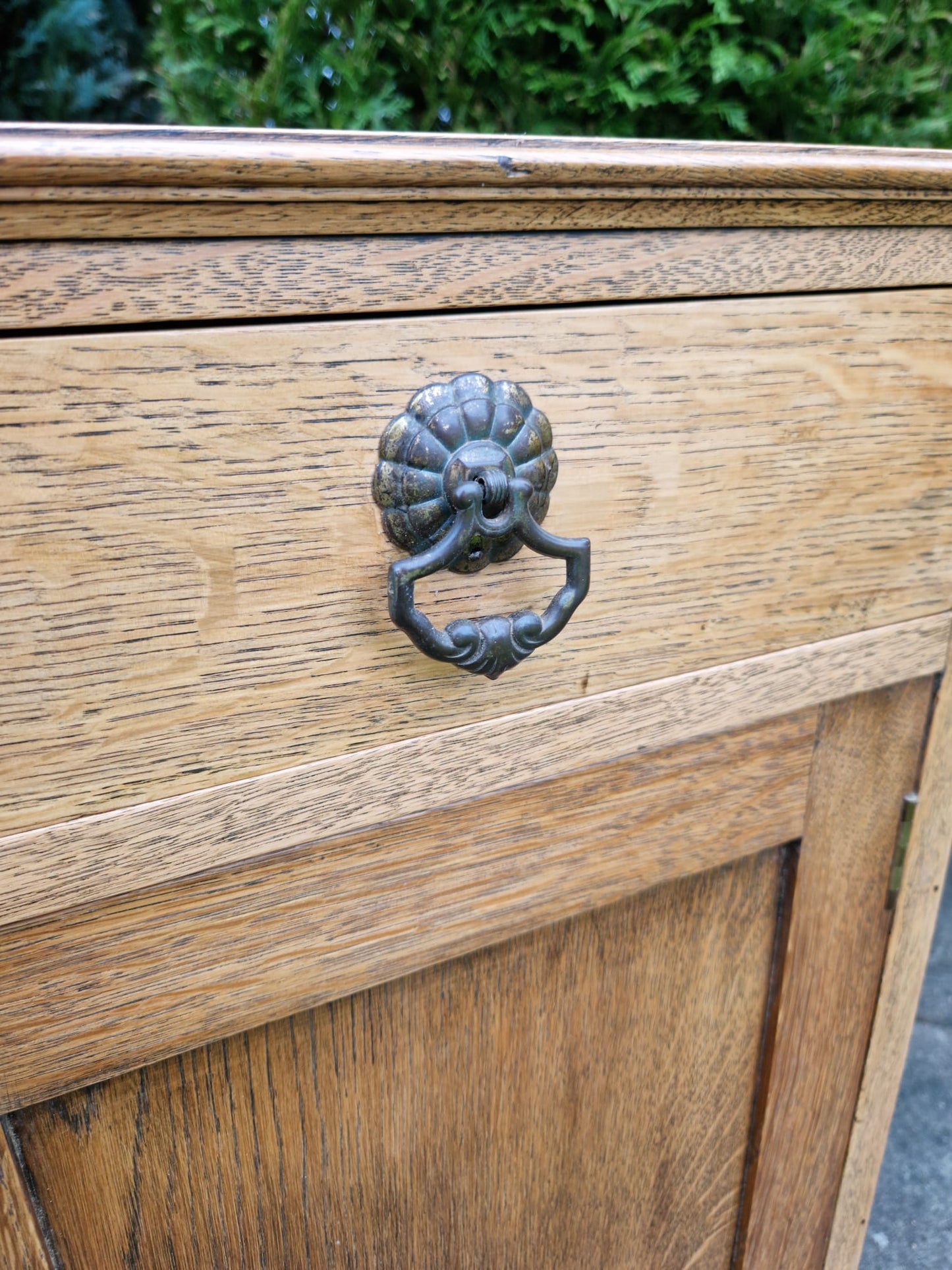 Antique Oak Bedside Cabinet Cupboard Side Table Night Stand With Drawer