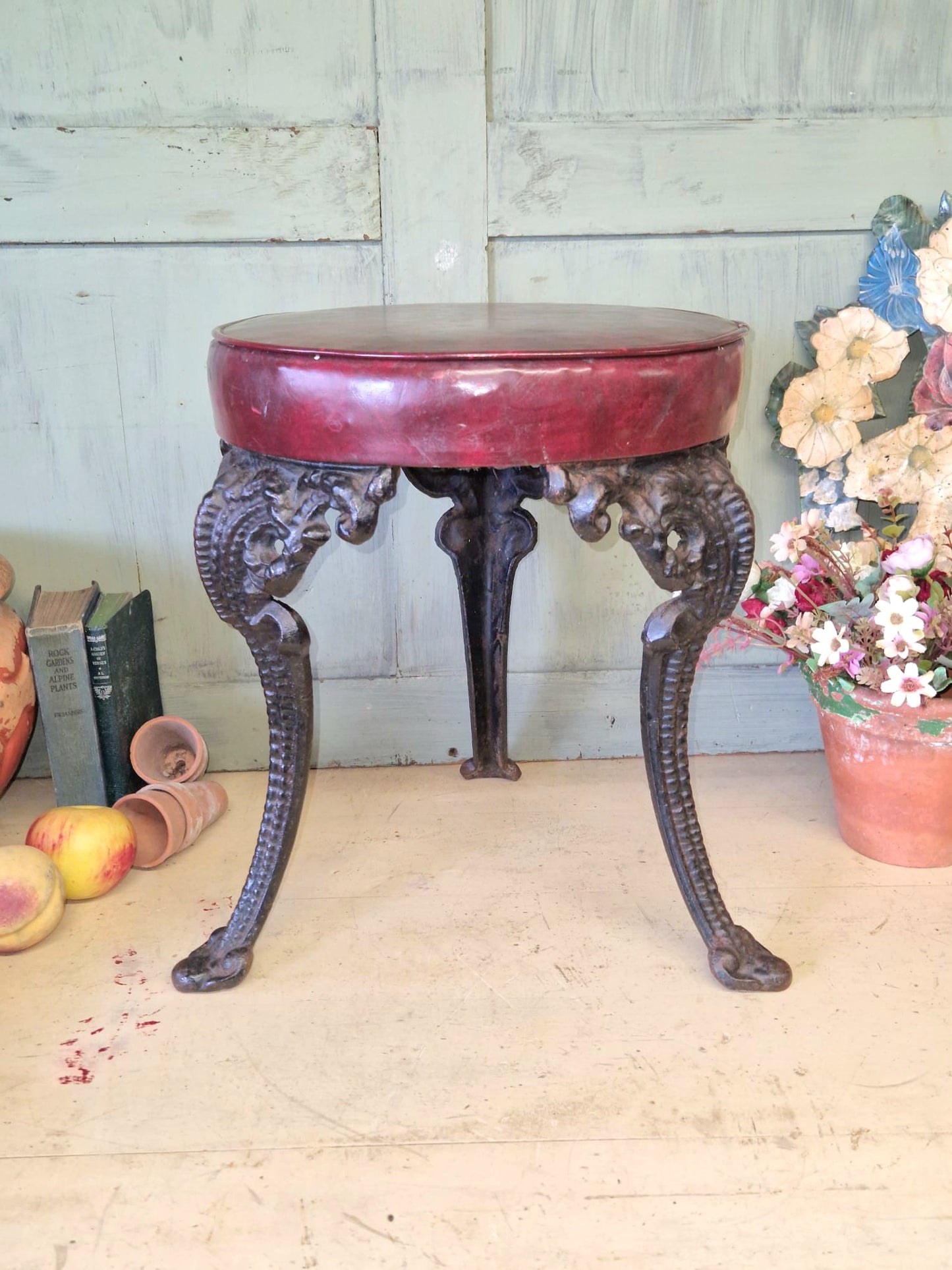 Vintage Quality Pub Stool X 1 Cast Iron Antique Used Bar Furniture Heavy