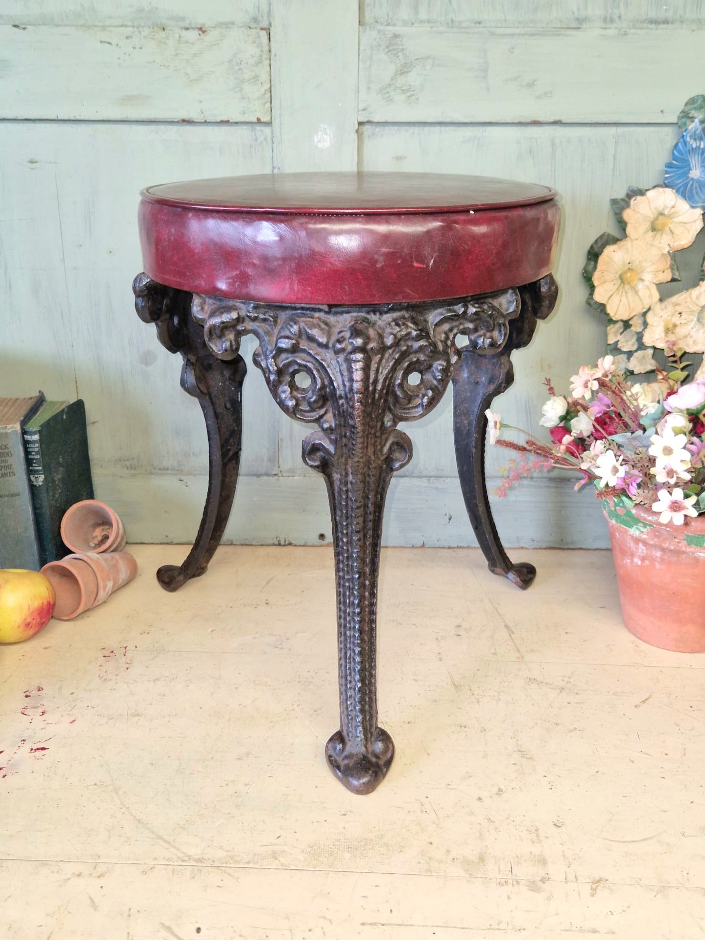 Vintage Quality Pub Stool X 1 Cast Iron Antique Used Bar Furniture Heavy