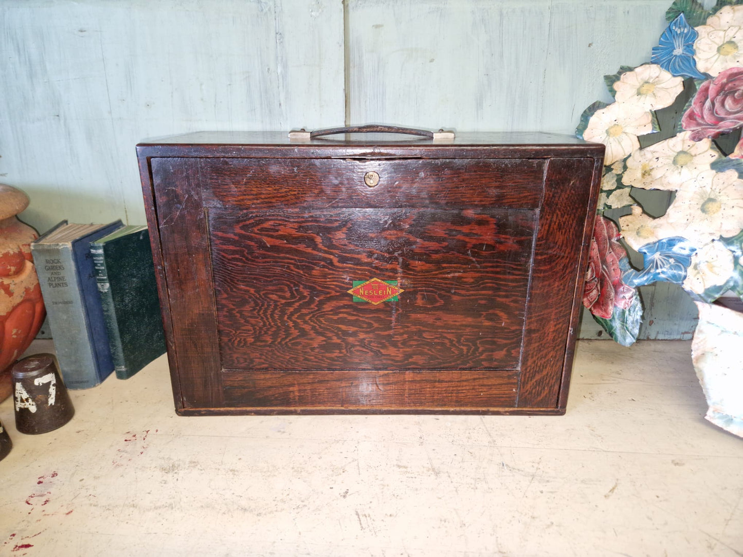 Antique Vintage Neslein Engineers Tool Cabinet Bank Of Drawers Tools Chest