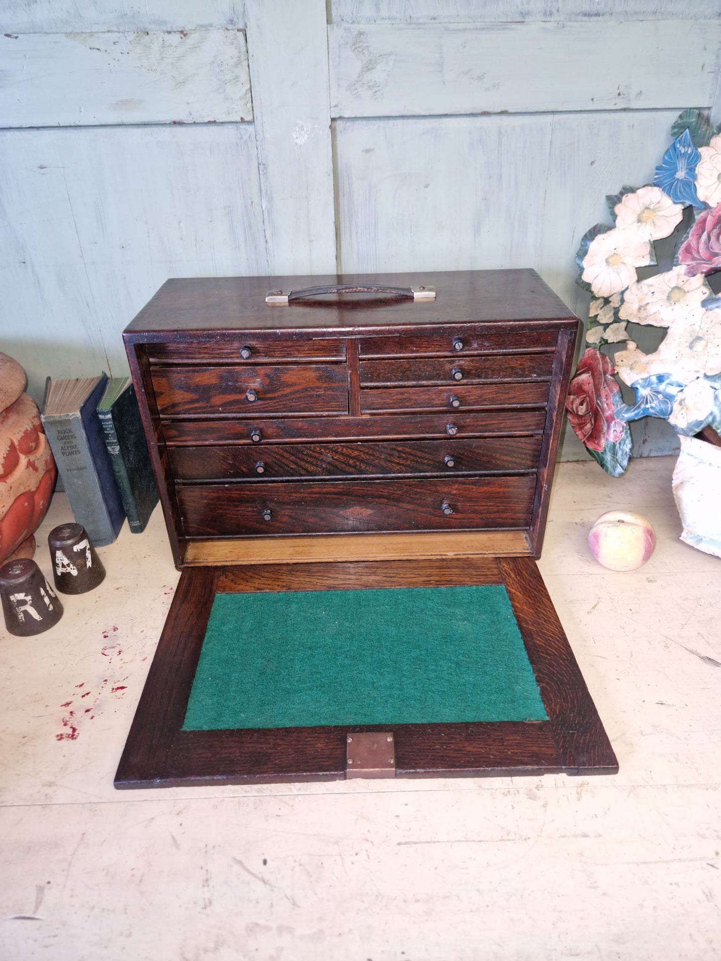 Antique Vintage Neslein Engineers Tool Cabinet Bank Of Drawers Tools Chest