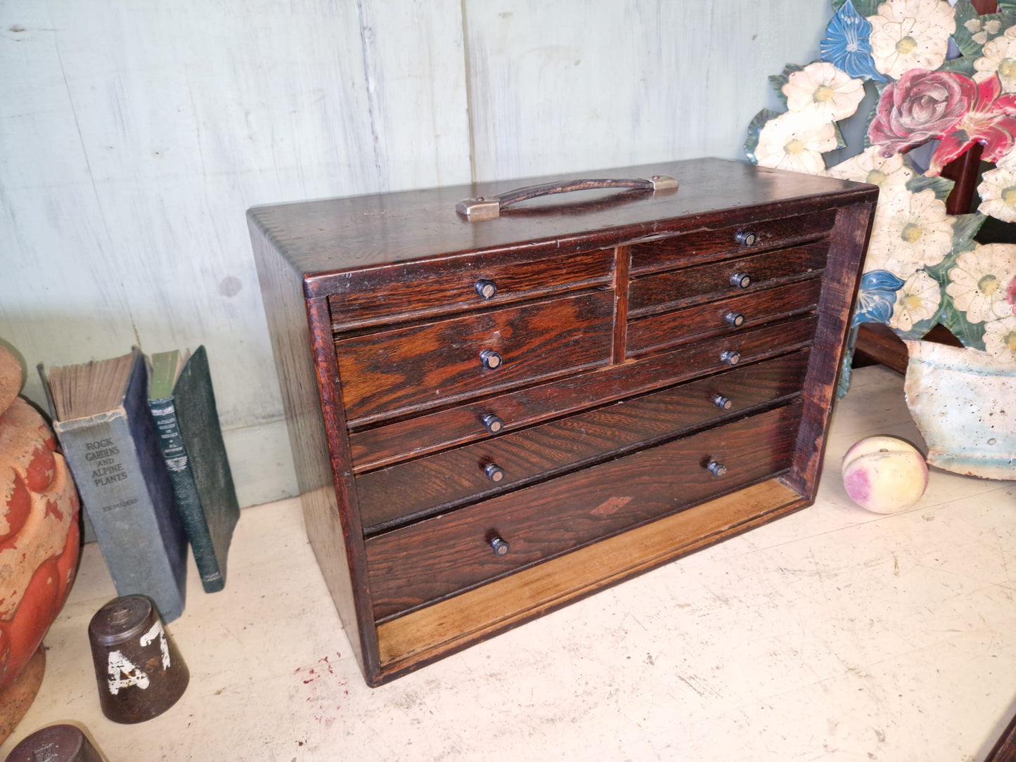 Antique Vintage Neslein Engineers Tool Cabinet Bank Of Drawers Tools Chest