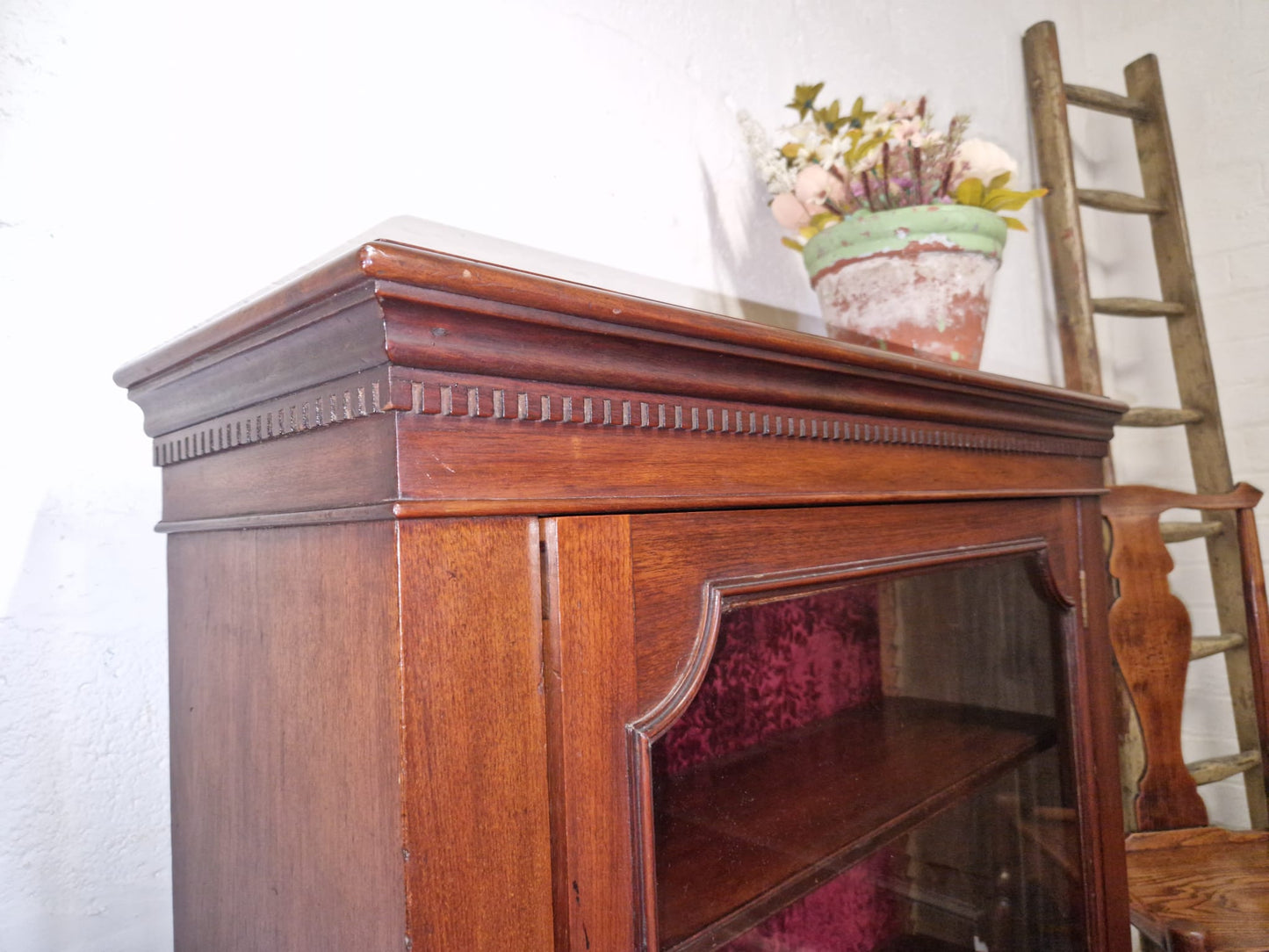 Magnificent Victorian Solid Mahogany Collectors Display Cabinet Bookcase