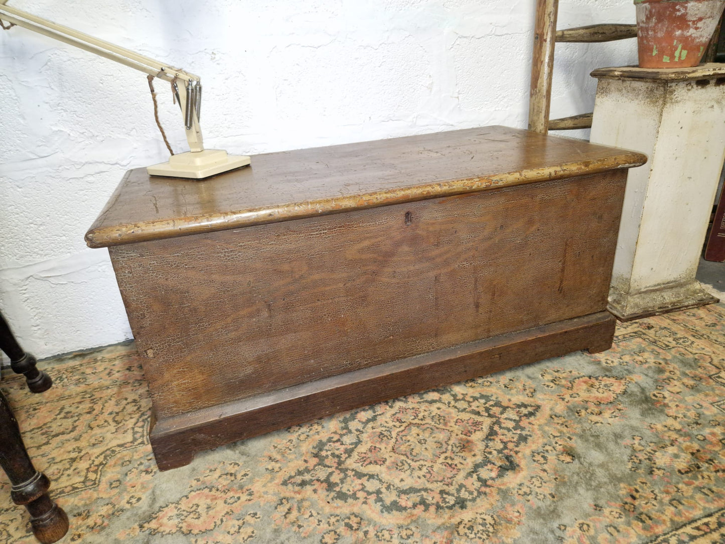 Antique Pine Box Chest Coffee Table, Blanket Box Trunk Original Finish