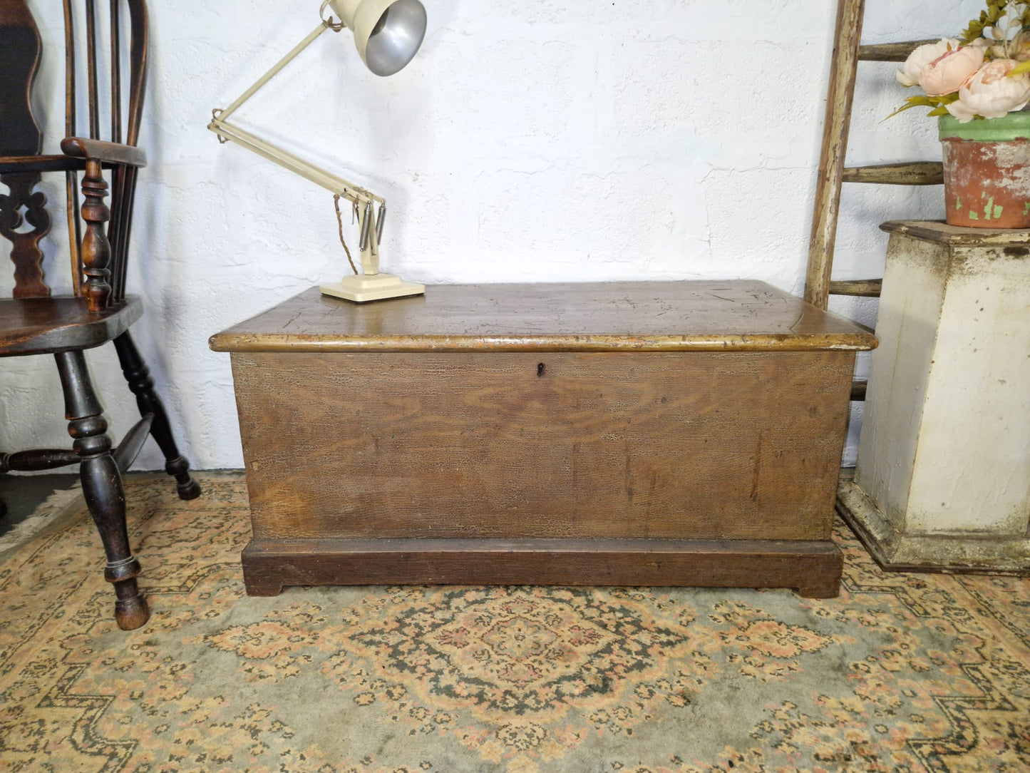 Antique Pine Box Chest Coffee Table, Blanket Box Trunk Original Finish