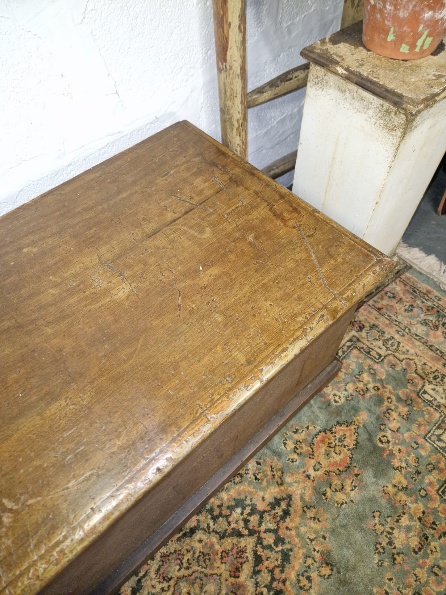 Antique Pine Box Chest Coffee Table, Blanket Box Trunk Original Finish