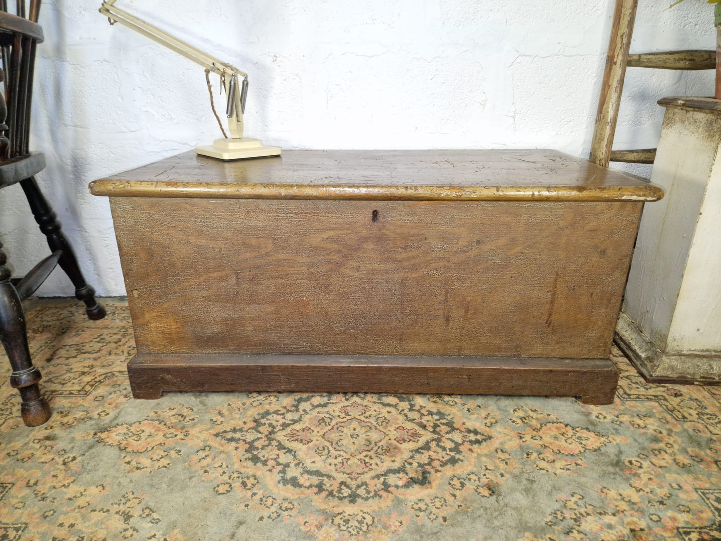 Antique Pine Box Chest Coffee Table, Blanket Box Trunk Original Finish