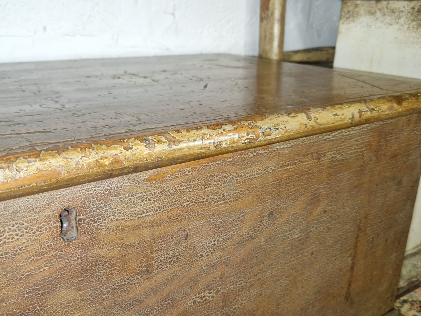 Antique Pine Box Chest Coffee Table, Blanket Box Trunk Original Finish