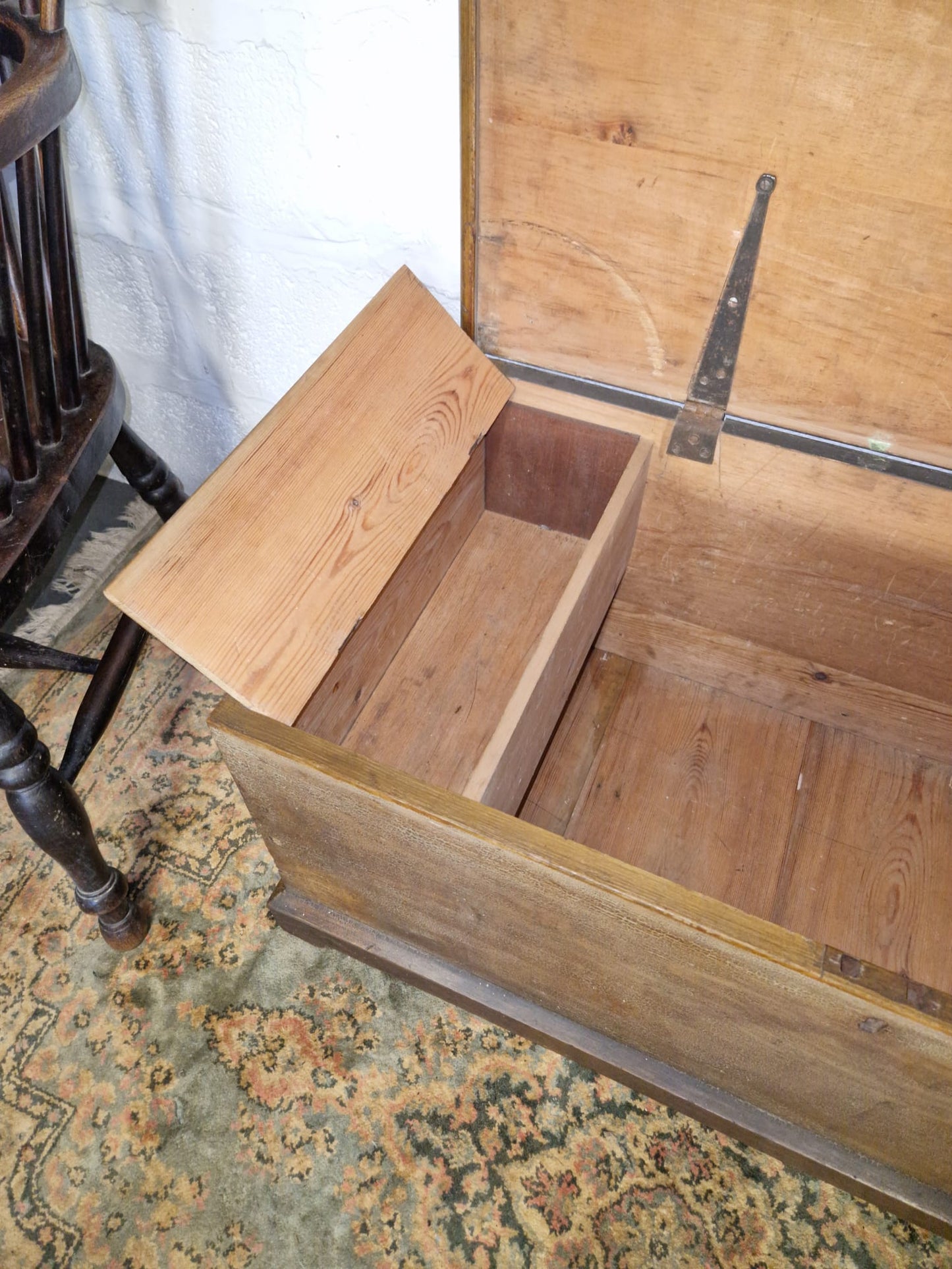 Antique Pine Box Chest Coffee Table, Blanket Box Trunk Original Finish