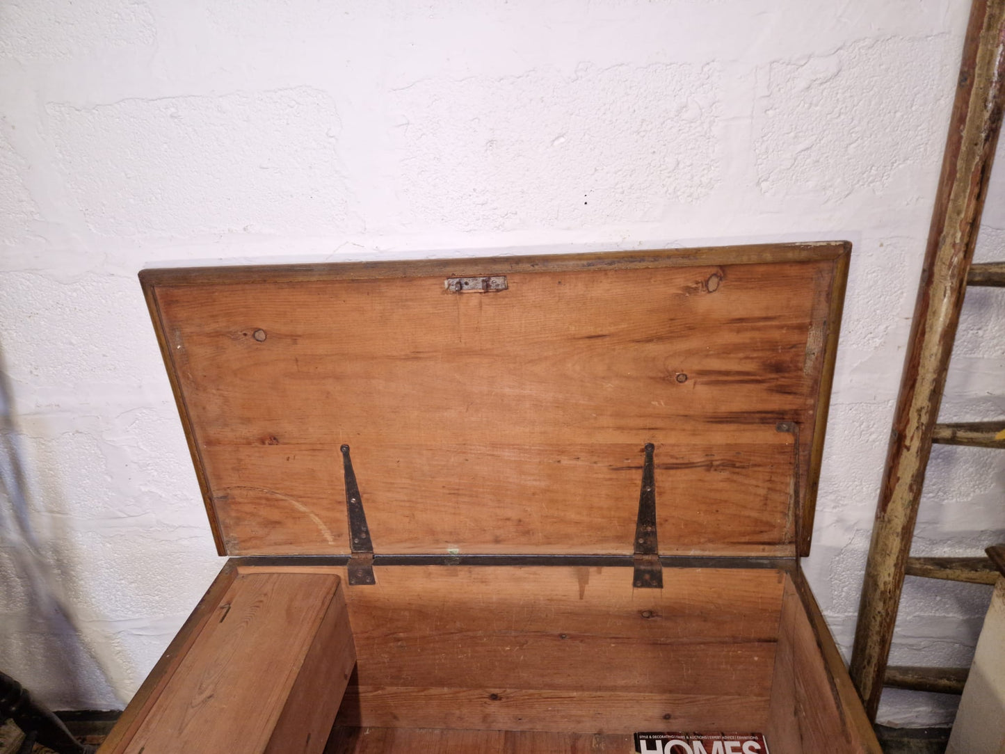 Antique Pine Box Chest Coffee Table, Blanket Box Trunk Original Finish