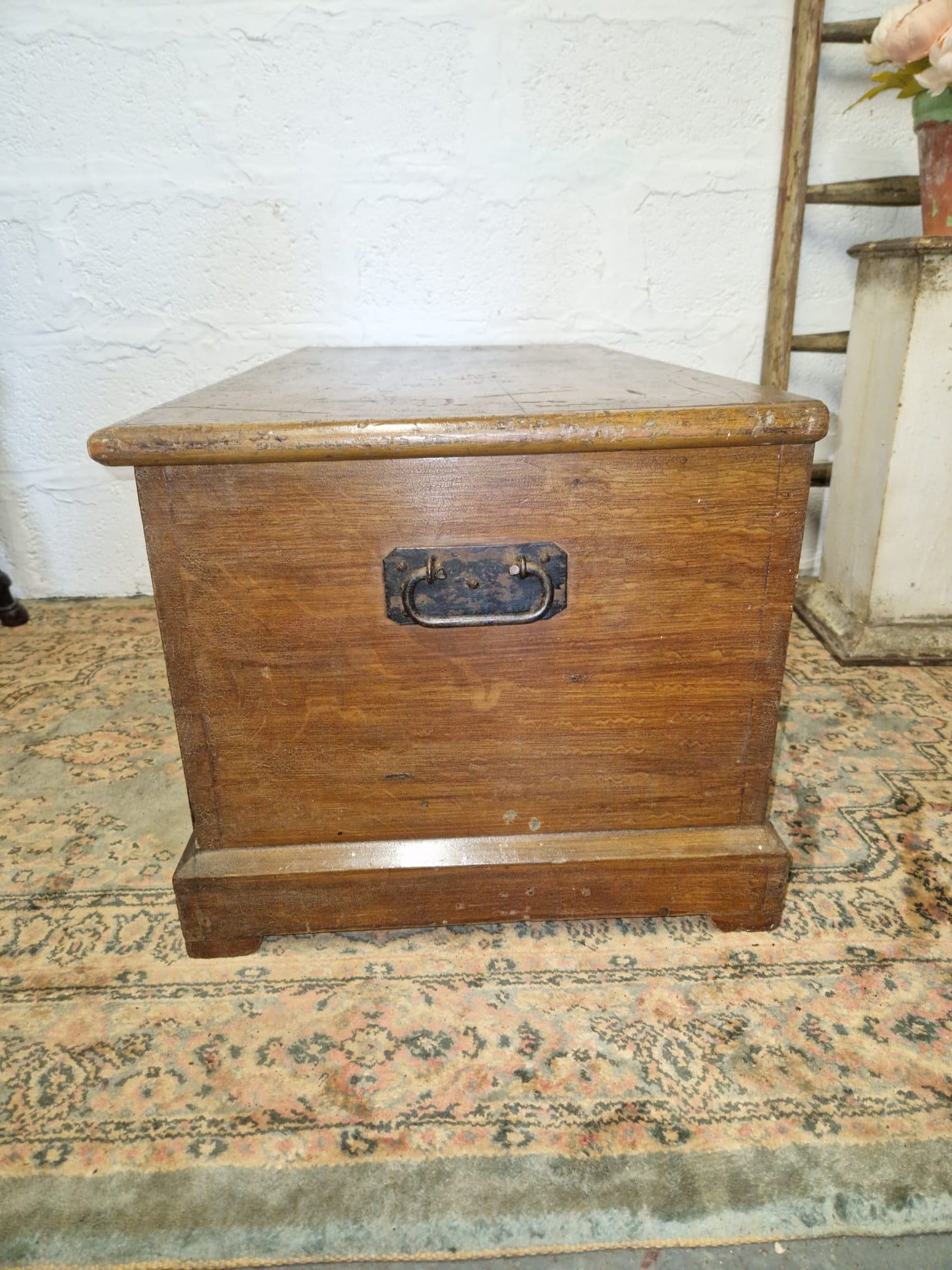 Antique Pine Box Chest Coffee Table, Blanket Box Trunk Original Finish