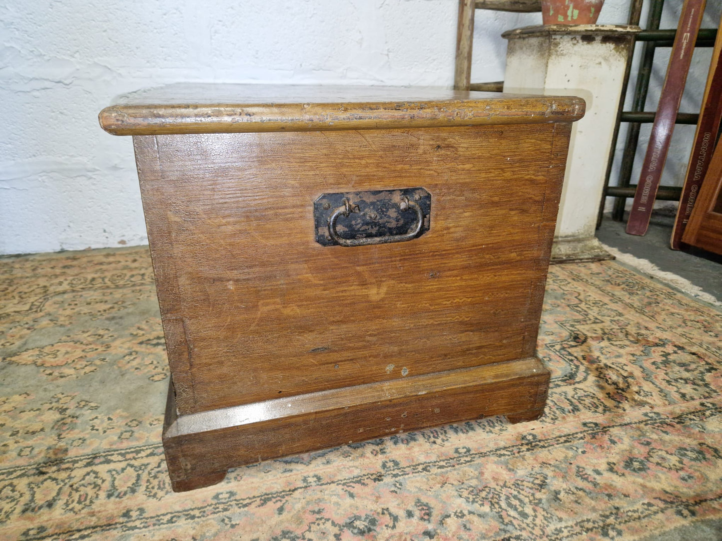 Antique Pine Box Chest Coffee Table, Blanket Box Trunk Original Finish