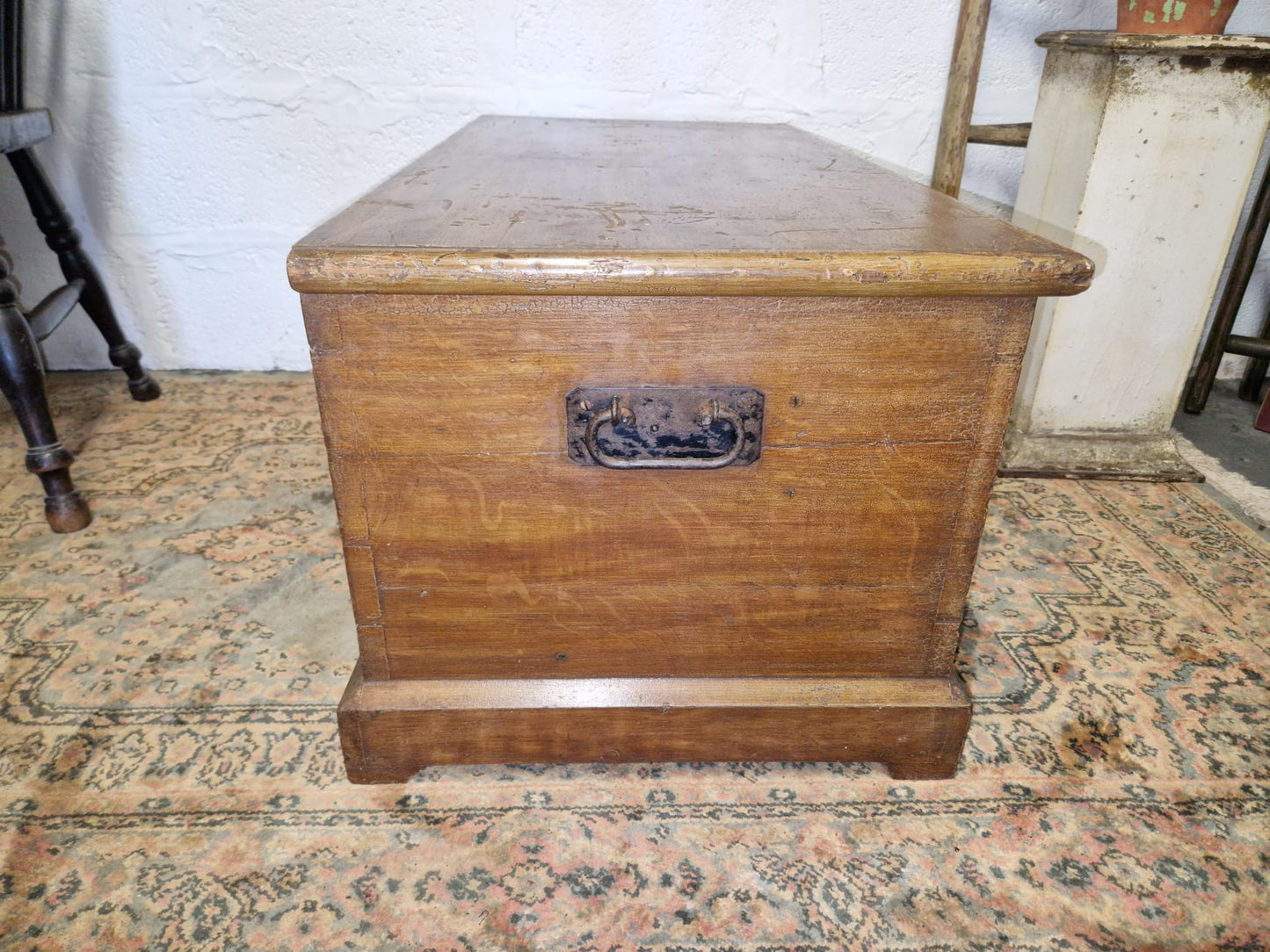 Antique Pine Box Chest Coffee Table, Blanket Box Trunk Original Finish