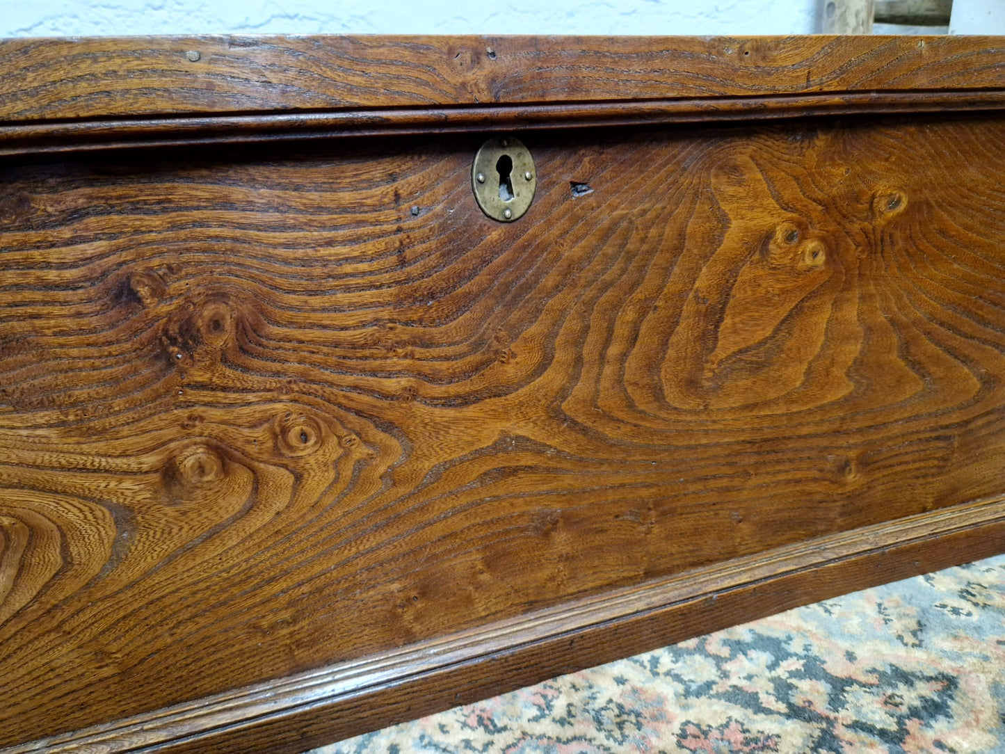 Antique Elm Box Chest Coffee Table, Blanket Box Trunk Original Finish