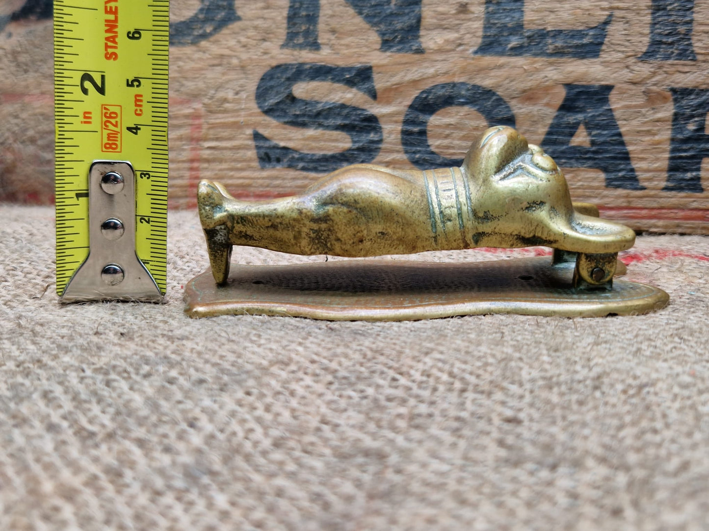 Antique Brass Figural Door Knocker French Bulldog Frenchie Dogs