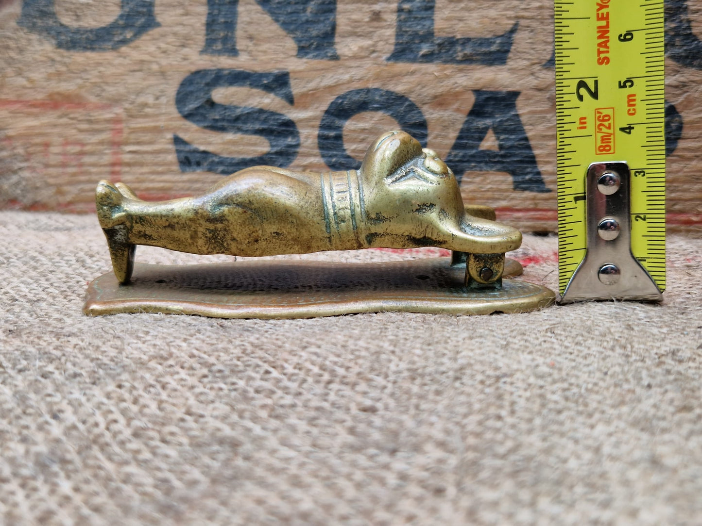 Antique Brass Figural Door Knocker French Bulldog Frenchie Dogs